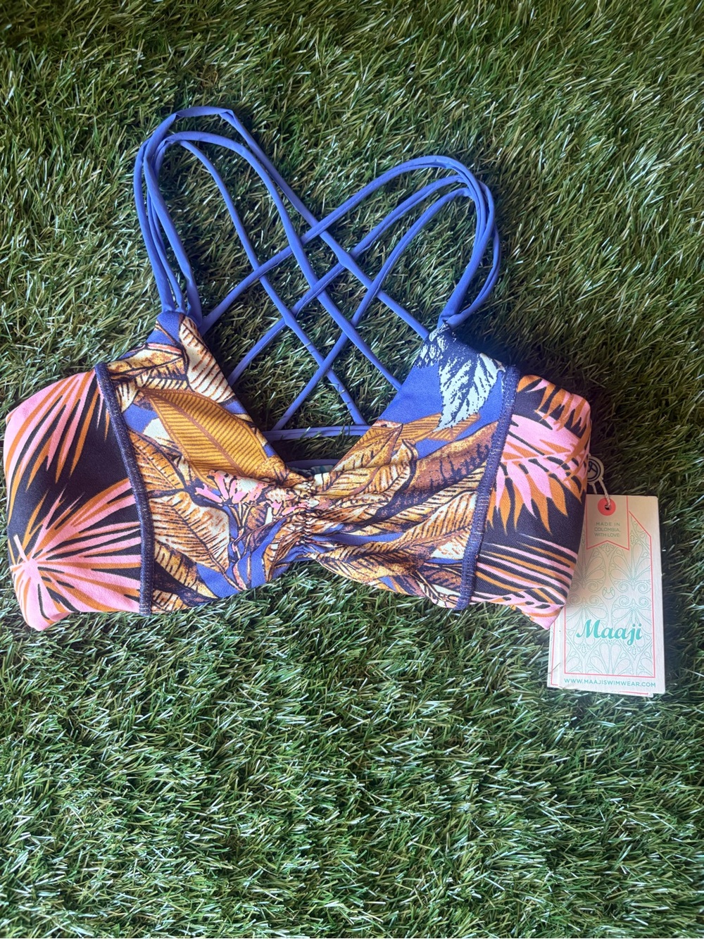Maaji Rally Racer Back Reversible Bikini Bralette Size S NWT Style 2177SFA01SM